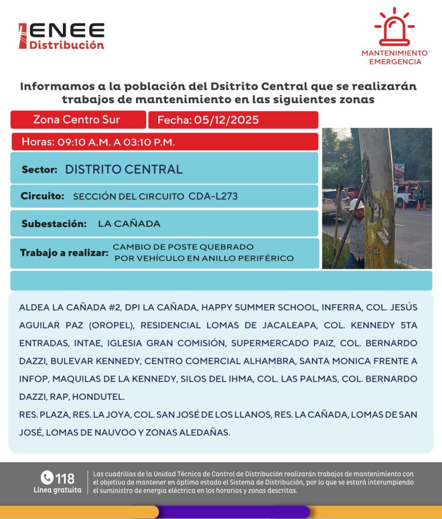 Lista de colonias que no tendrán luz pasado mañana