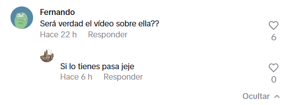 Captura de pantalla de comentarios hablando sobre el video filtrado de La Vale