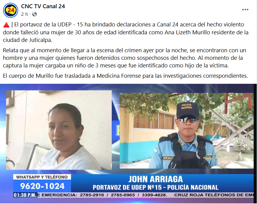 Captura de pantalla de la publicación