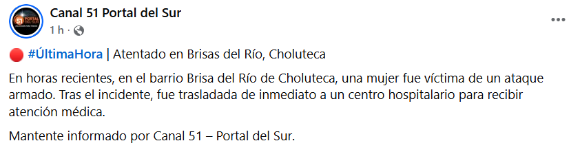 Captura de pantalla de la publicación