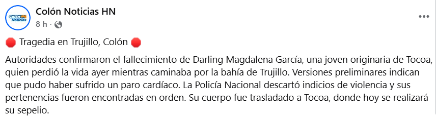 Captura de pantalla de la publicación