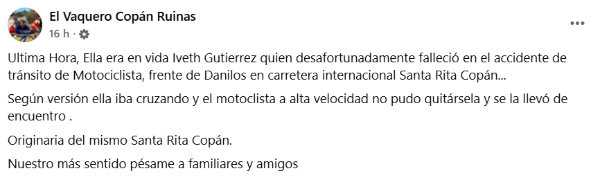 Captura de pantalla de la publicación