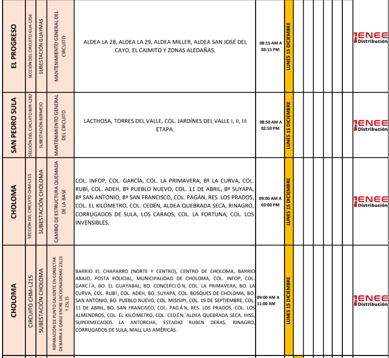 Lista de colonias que no tendrán luz pasado mañana