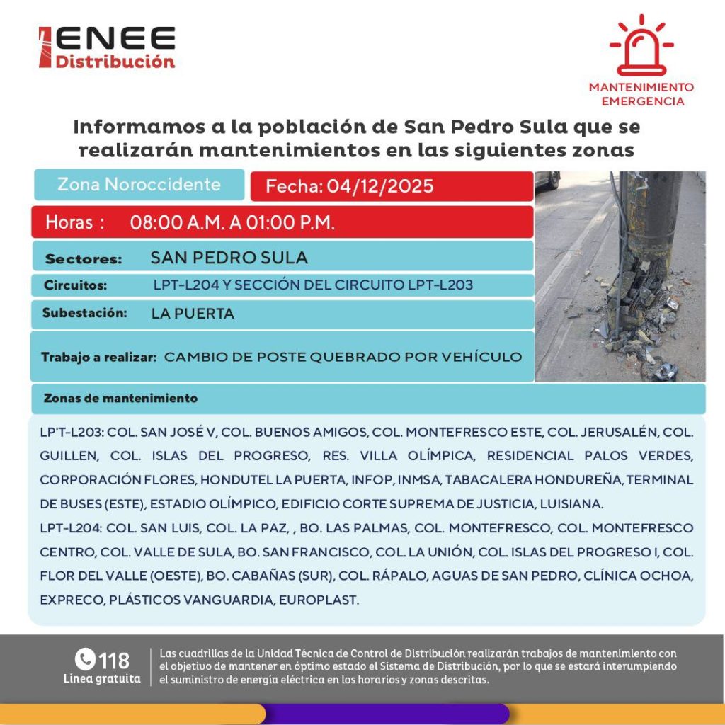 Lista de colonias que no tendrán luz pasado mañana