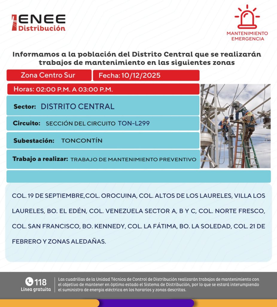 Lista de colonias que no tendrán luz pasado mañana
