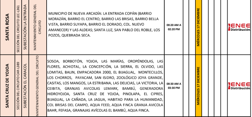 Lista de colonias que no tendrán luz pasado mañana