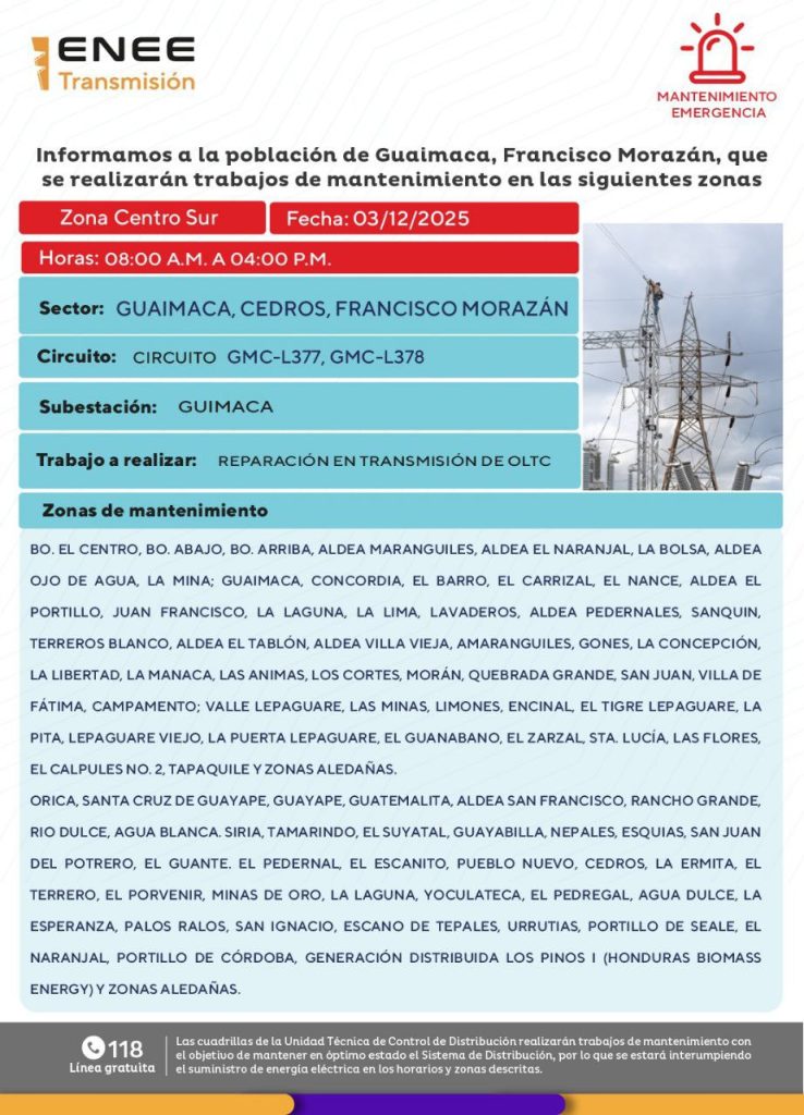 Lista de colonias que no tendrán luz pasado mañana