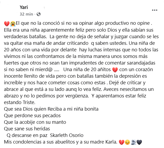 Captura de pantalla de la publicación