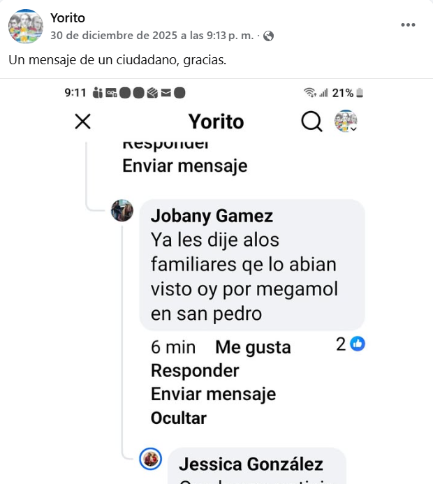 Captura de pantalla de la publicación