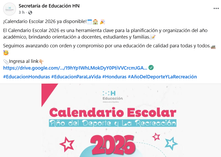 Captura de pantalla de la publicación