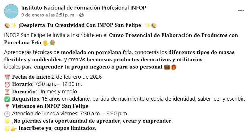 Captura de pantalla de la publicación