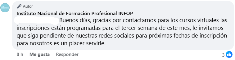 Captura de pantalla del comentario