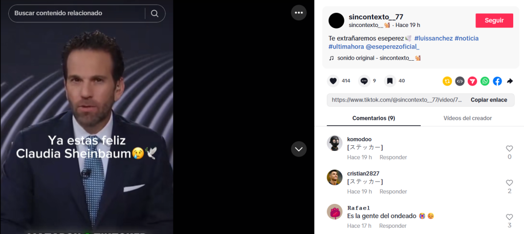 Captura de pantalla de una publicación en la que se lee que mataron a Ese Pérez