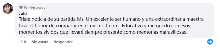 Captura de pantalla del comentario