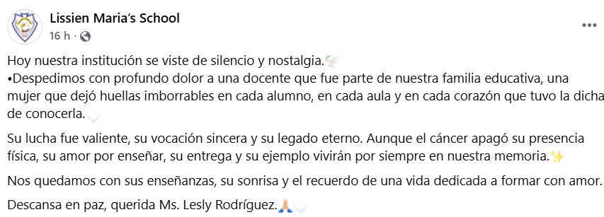 Captura de pantalla de la publicación