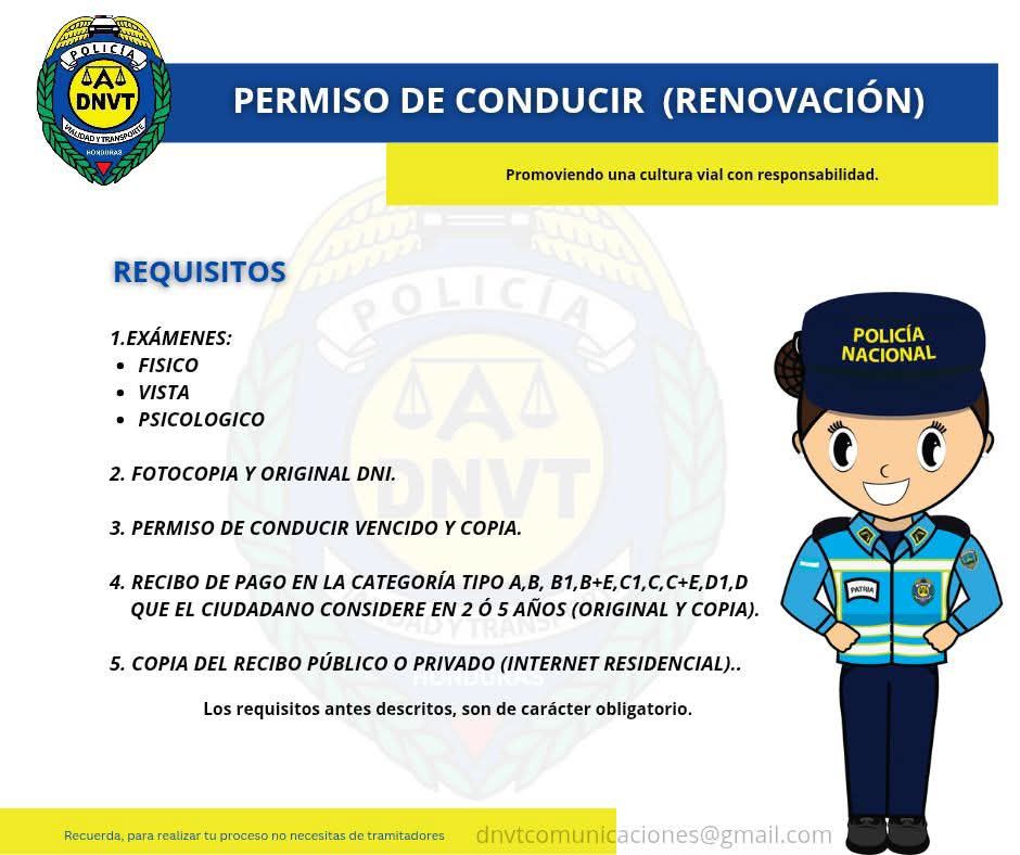 Foto con los requisitos y lugar donde renovar la licencia de conducir