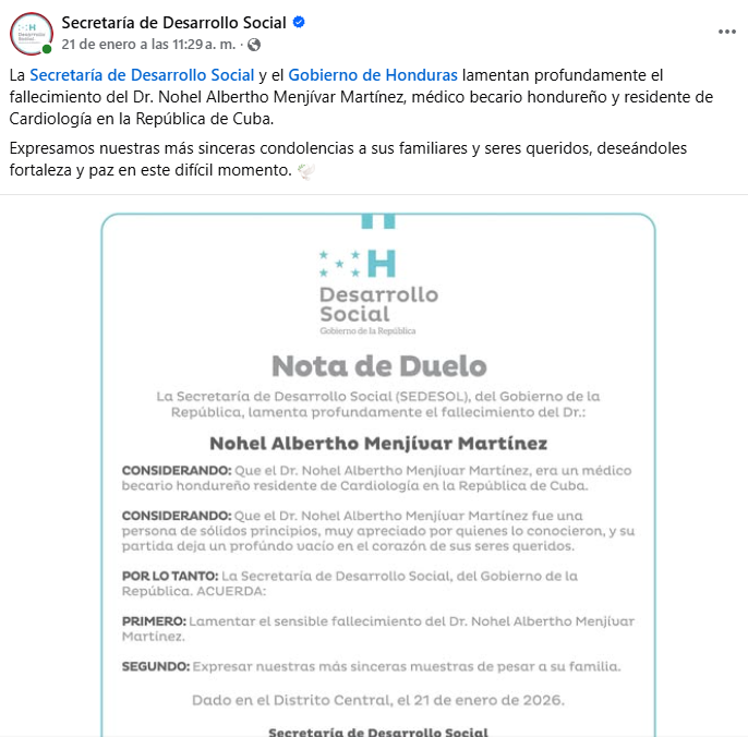 Captura de pantalla de la publicación