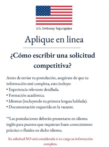 Comunicado de la Embajada de Estados Unidos en Honduras