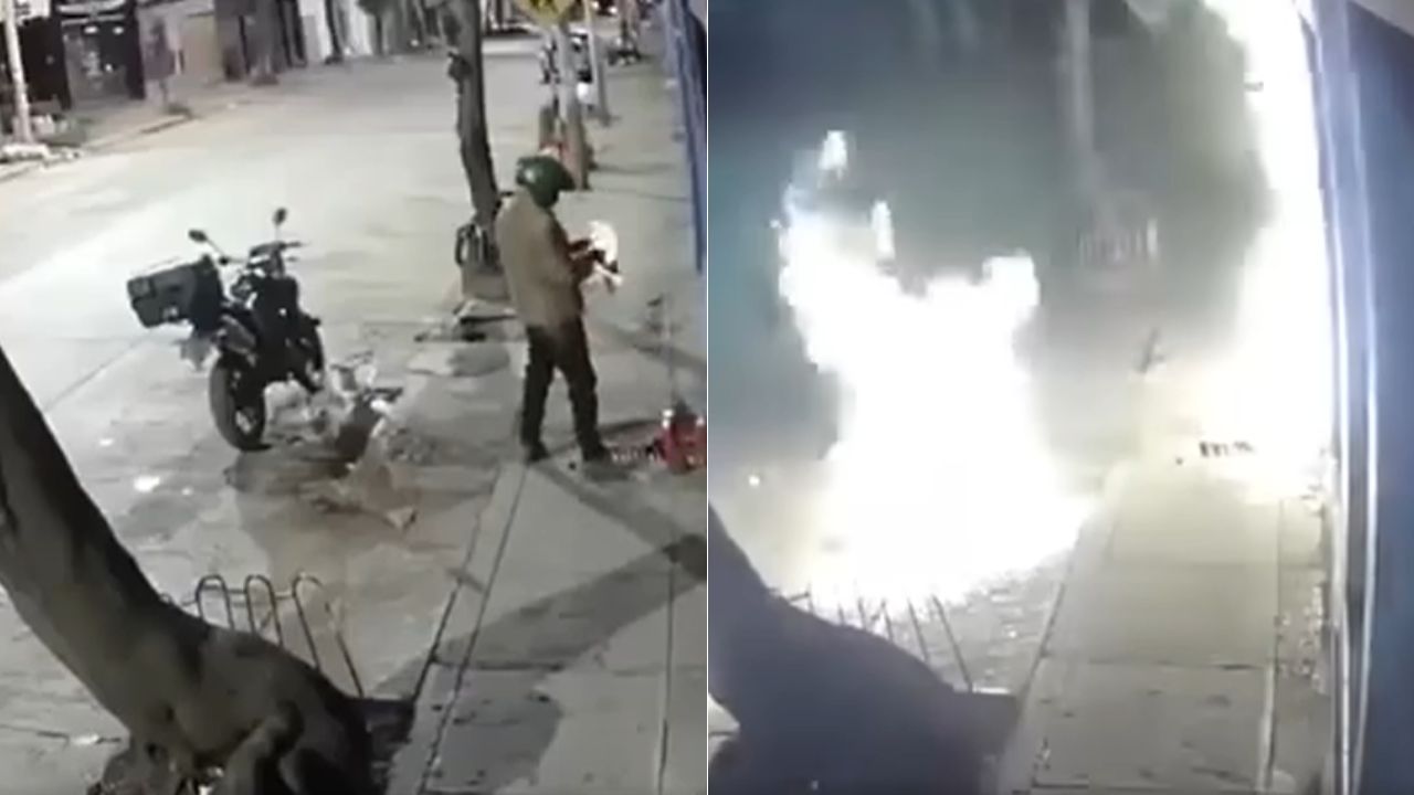 Imagen de VIDEO: Extorsionador termina envuelto en llamas cuando pretendía incendiar negocio