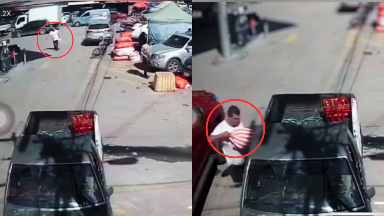 Vídeo: Exponen a hombre que robó casi 50 libras de pollo de un carro