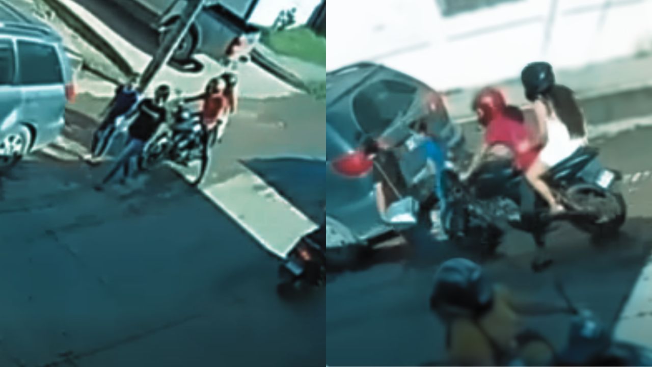 ¿Lo hizo a propósito? Motociclista atropelló a jóvenes que caminaban 'a mitad de la calle'