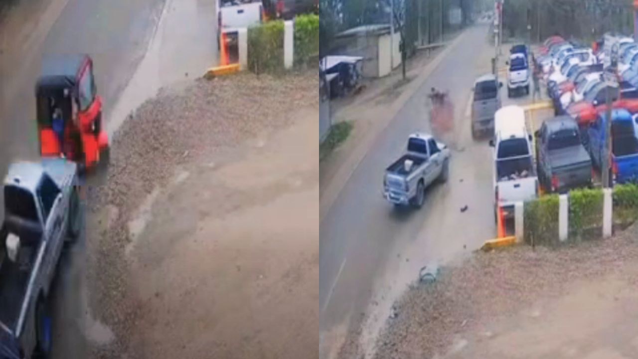 Imagen de Vídeo sensible: Hombre resultó herido cuando pickup embistió a mototaxi, en Olancho
