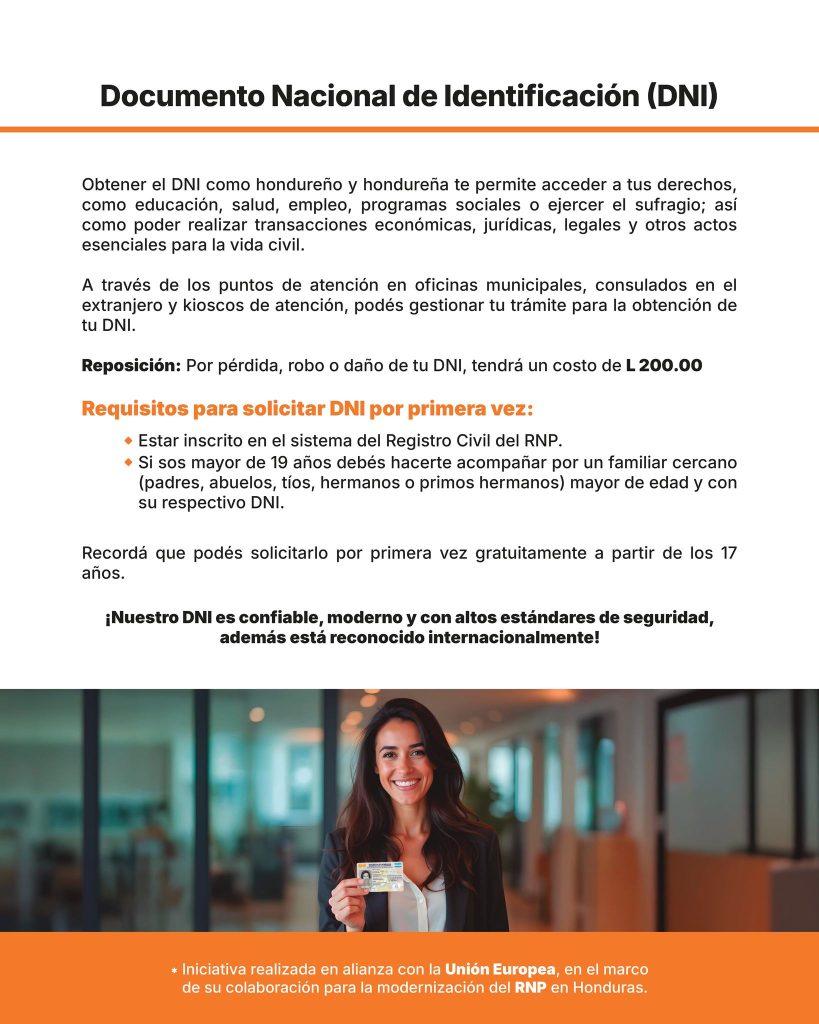 Foto con los requisitos para el DNI