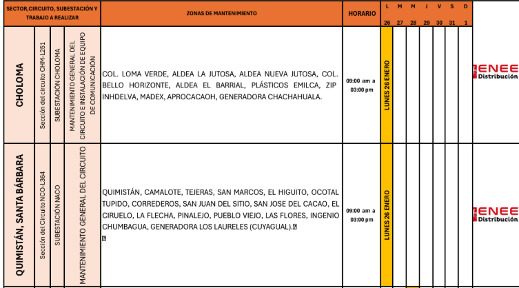 Lista de colonias que no tendrán luz pasado mañana