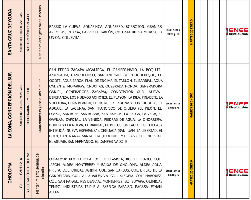 Lista de colonias que no tendrán luz pasado mañana