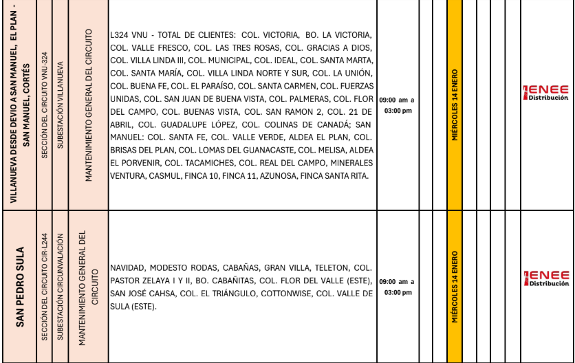 Lista de colonias que no tendrán luz pasado mañana