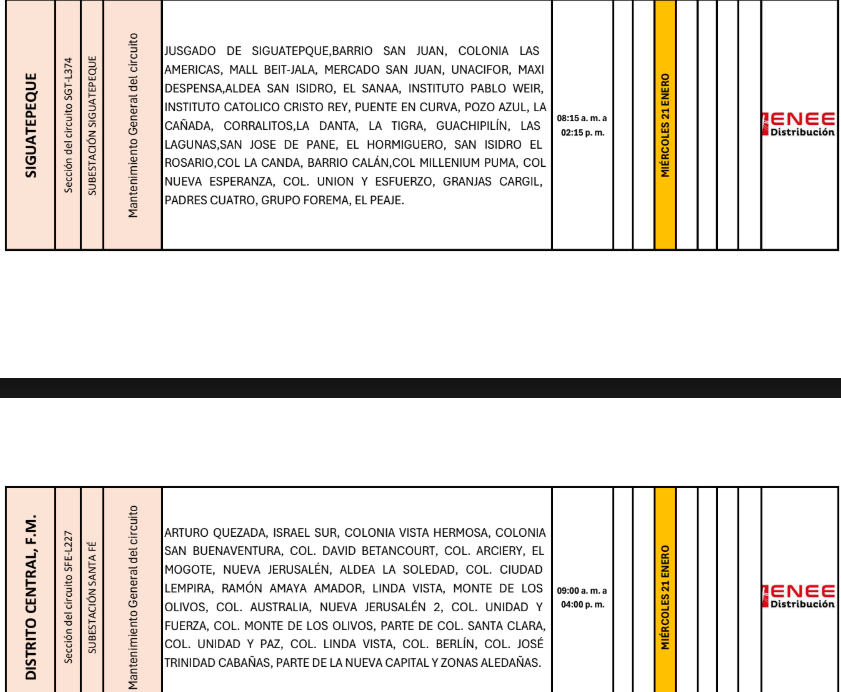 Lista de colonias que no tendrán luz pasado mañana