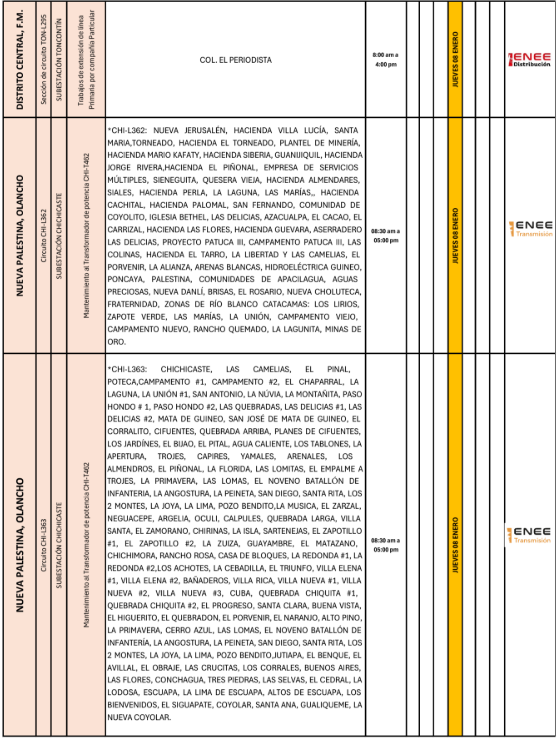 Lista de colonias que no tendrán luz pasado mañana