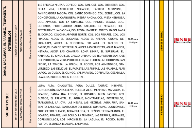 Lista de colonias que no tendrán luz pasado mañana