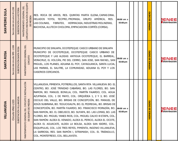 Lista de colonias que no tendrán luz pasado mañana