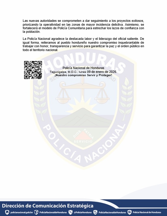 Comunicado sobre las rotaciones en la cúpula policial.