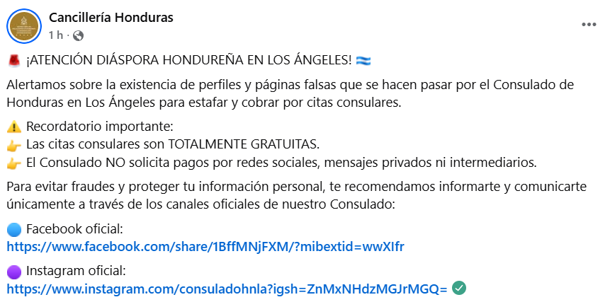 Captura de pantalla de la publicación