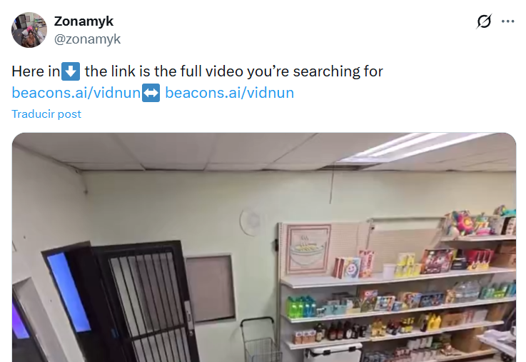 Captura de pantalla del video completo de Andemind en una tienda en el Twitter de Zonamyk