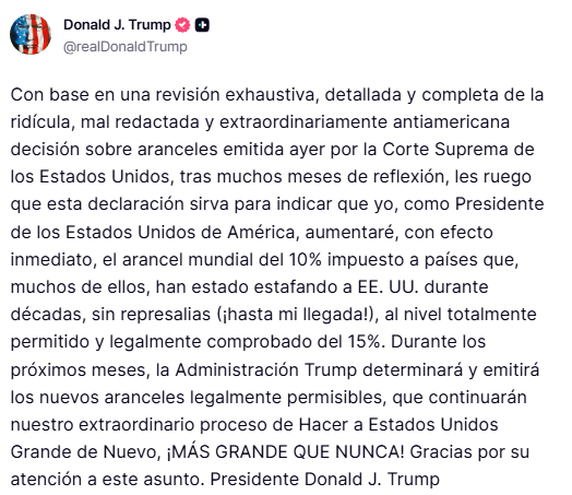 Captura de pantalla de la publicación