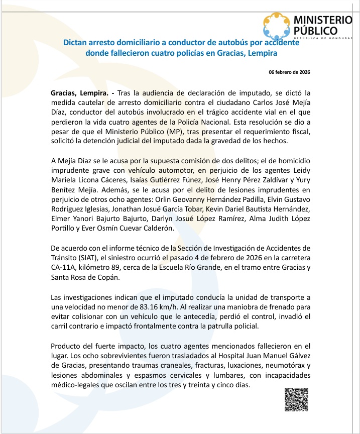 Comunicado del Ministerio Público