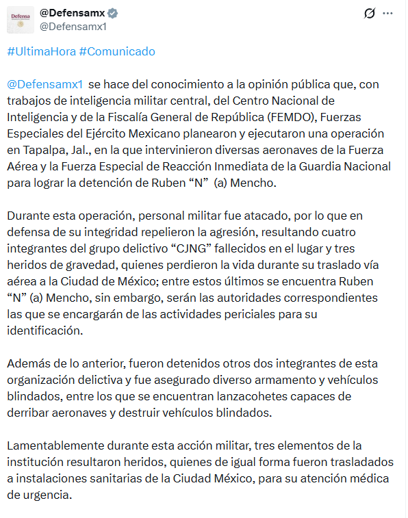 Captura de pantalla de la publicación