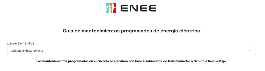 Captura de pantalla del portal de ENEE