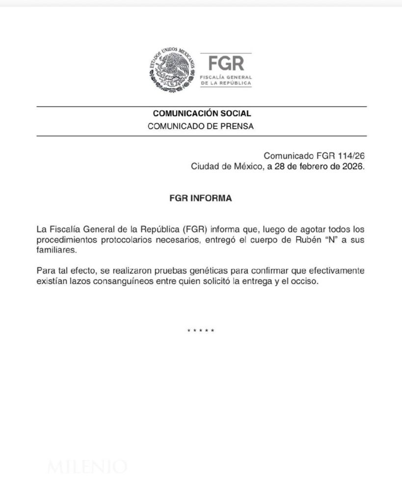 Comunicado de la Fiscalía