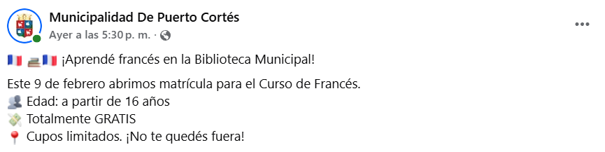 Captura de pantalla de la publicación