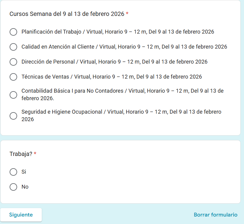 Captura de pantalla de los cursos