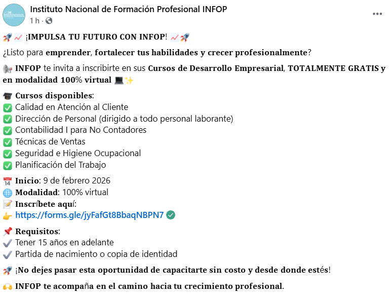 Captura de pantalla de la publicación