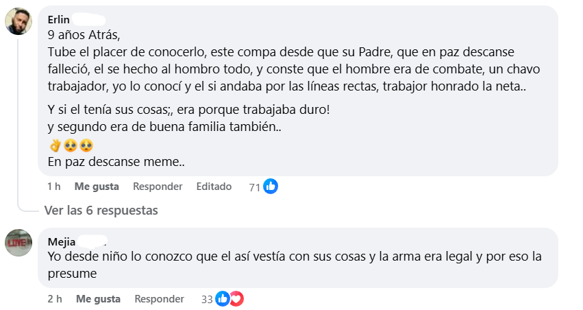 Captura de pantalla de los comentarios