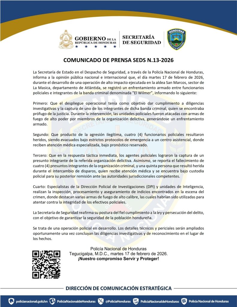 Comunicado de la Policía
