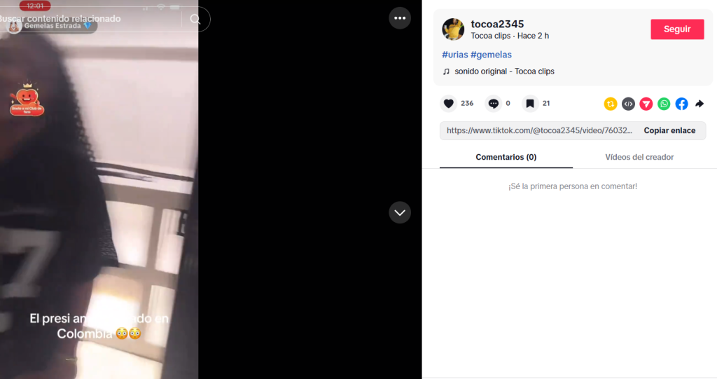 Captura de pantalla de un video de las gemelas Estrada y Urías en TikTok