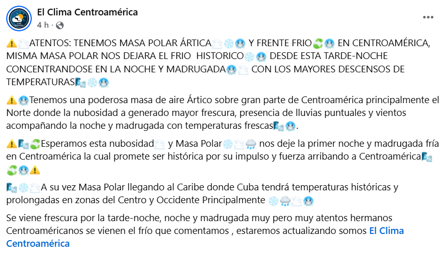 Captura de pantalla de la publicación