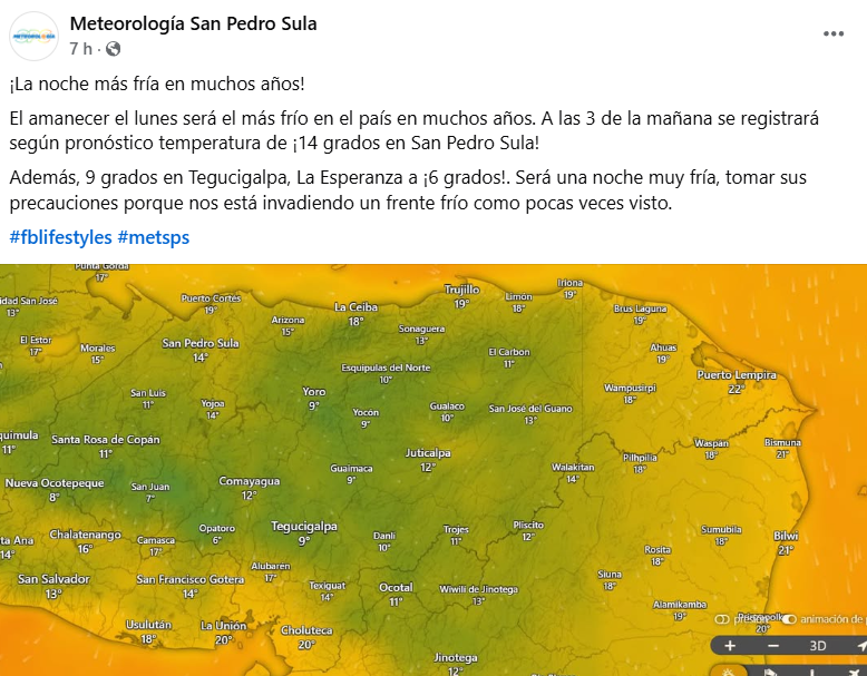 Captura de pantalla de la publicación